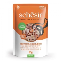 Schesir Pouch Complete Nutrition Tunjevina, piletina i škampi u želeu 85 g