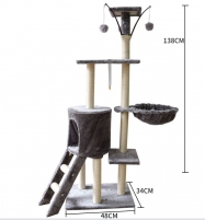 Grebalica za mačke sa merdevinama Siva 48x34x138 cm