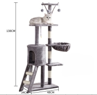 Grebalica za mačke sa merdevinama Svetlo Siva 48x34x138 cm