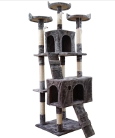 Grebalica za mačke sa dve kućice Siva 50x50x170 cm